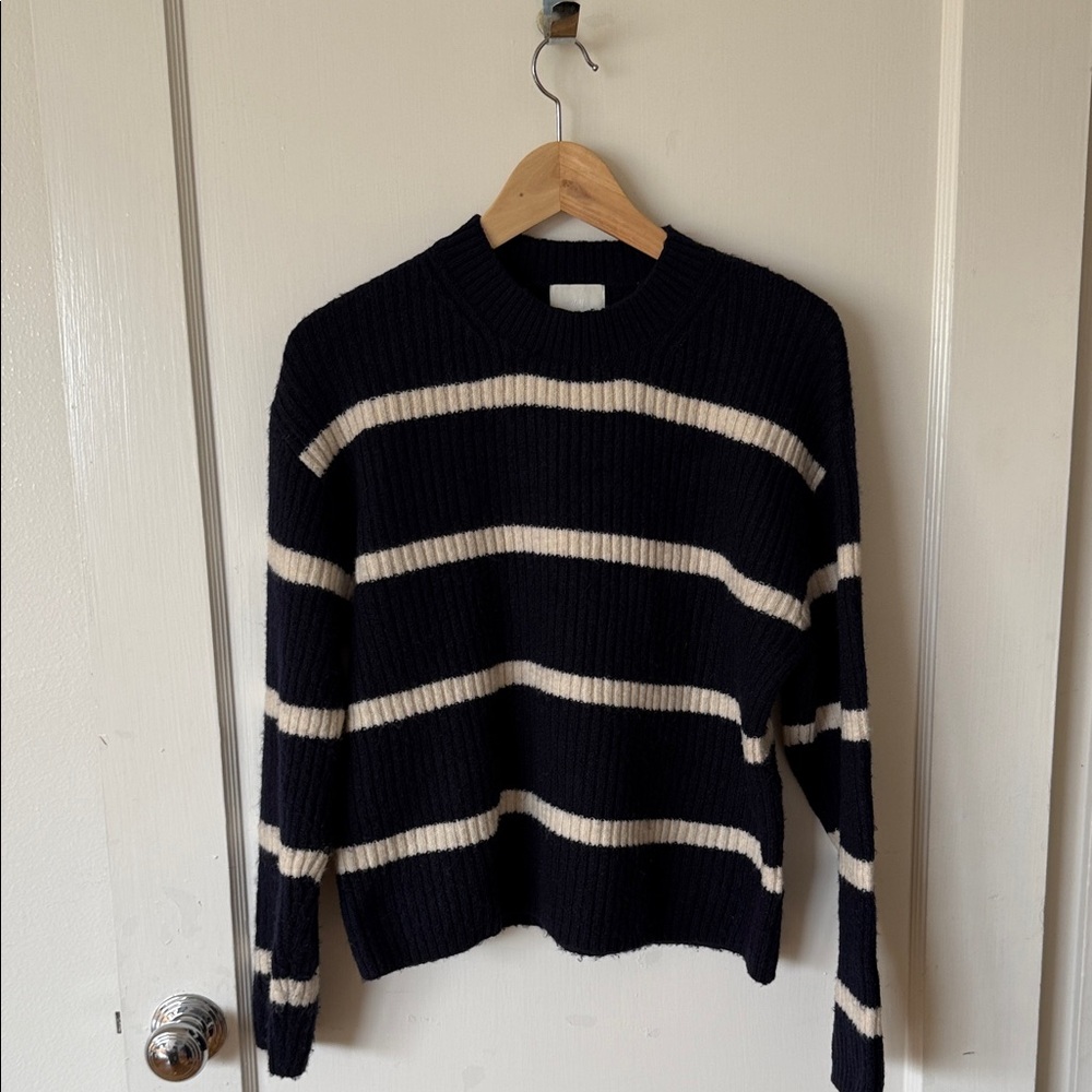 H&M Navy and Cream Striped Sweater